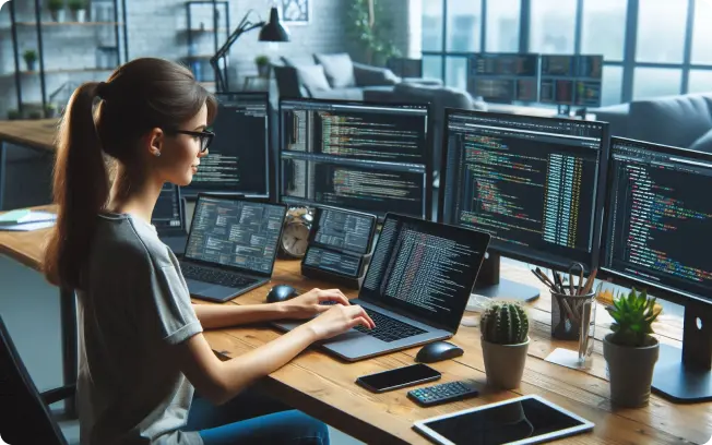 Developer working on a laptop.