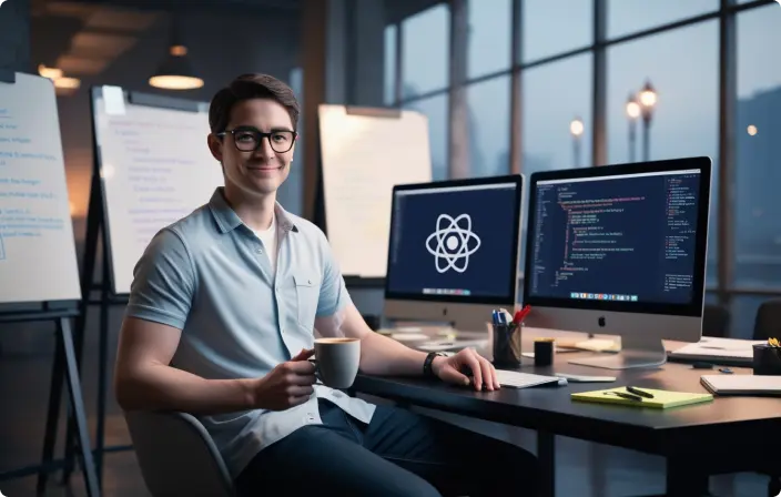 Developer working on a PC.