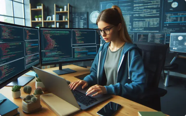 Developer working on a laptop.